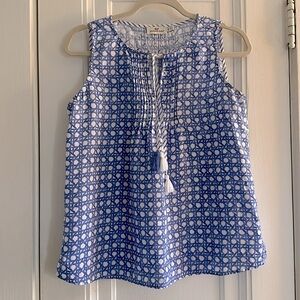 VINEYARD VINES Painted Rattan Linen Pintuck Shell Top - Size Small